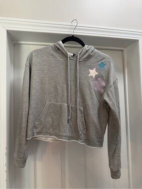 Wildfox Gray Hoodie with Pastel Star Detail